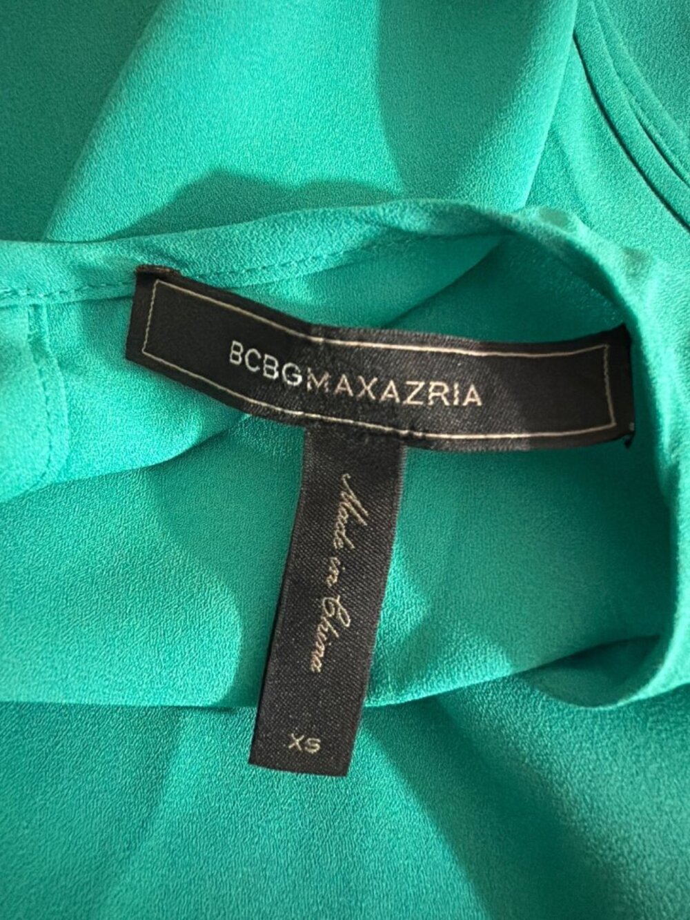 BCBGMAXAZRIA Turquoise Asymmetrical Sleeveless Ruffle Top Size XS - Picture 3 of 3